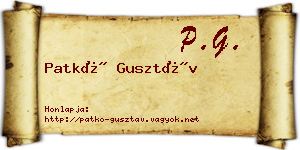 Patkó Gusztáv névjegykártya